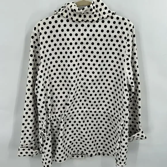 UBU Women's Black & White Polkadot Zip Top/Jacket/Blazer Size Large - Picture 6 of 15